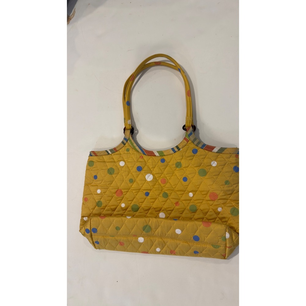 Vera Bradley Quilted Cotton Polka Dot Tote Bag Yellow Multi Color Shoulder Bag